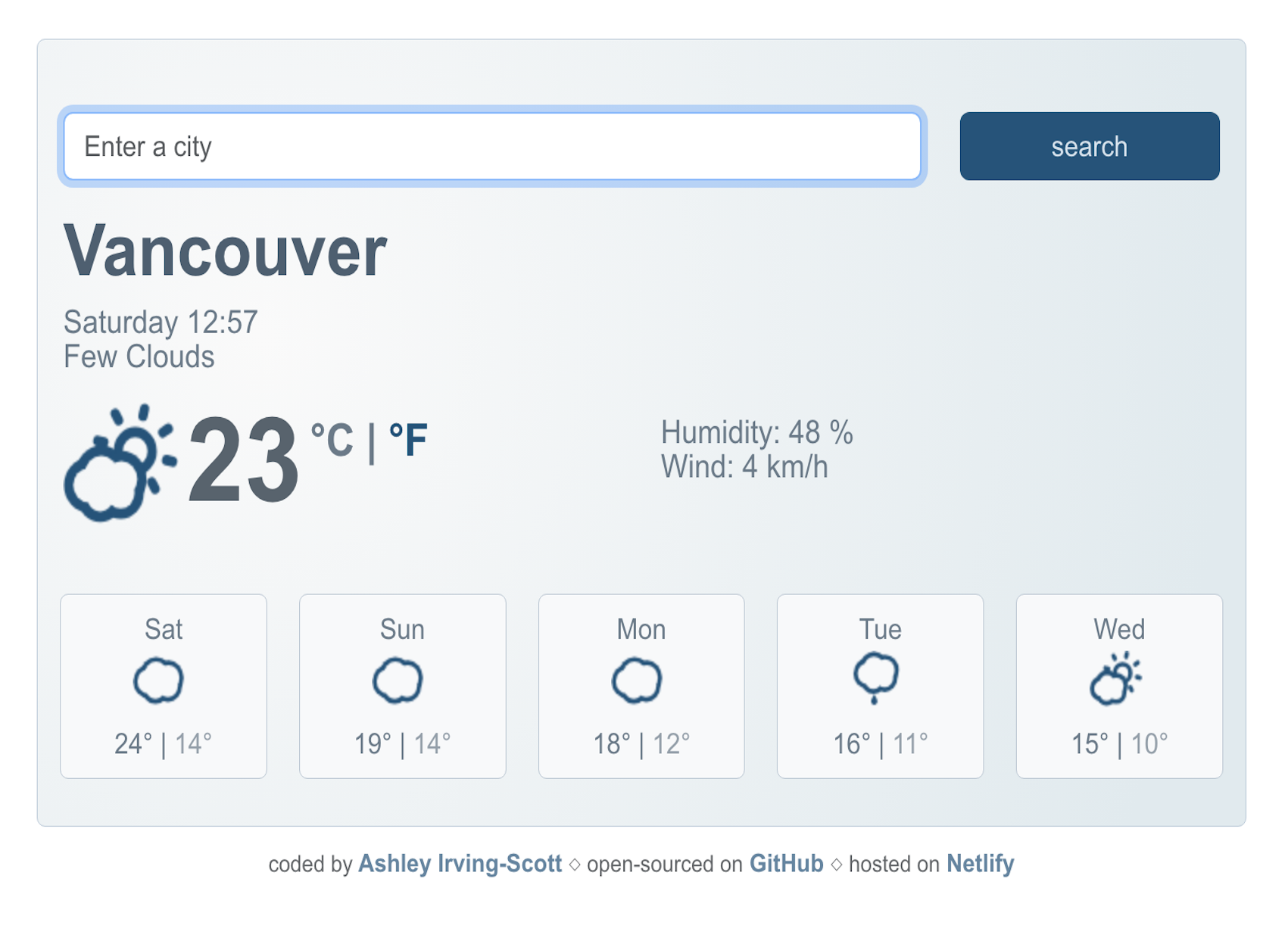 React weather application